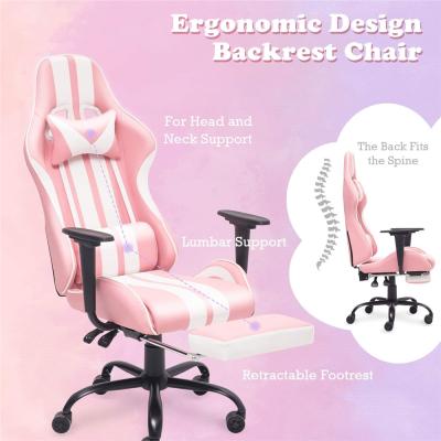 China (Size)Adjustable Pink and White Girls Gaming Chair Recliners on Sale Under $100 for sale