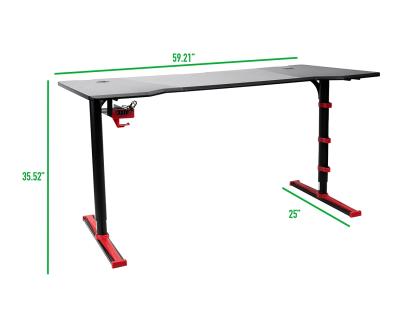 China Foldable Carbon Fiber Leather Office Chair Racing Gaming PU Height Adjustable Computer Desk with USB Hub, Cable Management, Desk Red for sale