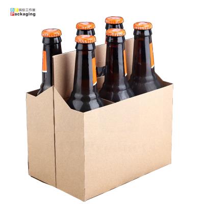 China Free Sample Materials Recycled Custom Paper Box Six Handles Cheap Portable Package Wine Box Carrier Corrugated Packaging 6 Bottle Beer Paper Carrier for sale