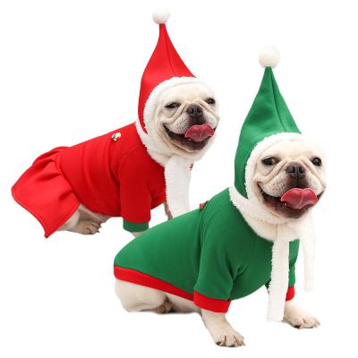 China Sustainable Christmas Dog Pet Clothes Hooded French Bulldog Warm Couples Costume Autumn And Winter Supplies for sale