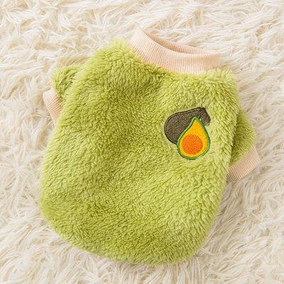 China Cute Stocked Flannel Wholesale Puppy Avocado Berry Sweater Cute Pet Supplies Winter Dog Apparel for sale