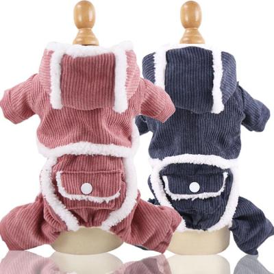 China Stocked Thickened Warm Cotton Padded Clothes Pet Clothes Cotton Padded Corduroy Four Legged Clothes Warm Medium Dog for sale