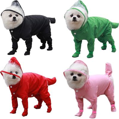 China New Design Pet Raincoat Viable Inclusive Dogs Cats Quadruped Raincoat Comes With Boots Raincoat Small Dog Clothes for sale