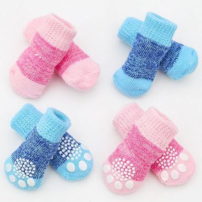 China Stocked Pet Christmas Dog Socks Cute Cartoon Print Dog Socks 4pcs Cheap Non Slip Anti Slip Knitting Small Dog Socks for sale