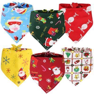 China Viable Wholesale Custom Accessories Pet Decoration Printed Triangle Sublimation Christmas Cotton Dog Scarves Luxury Dog Bandana for sale