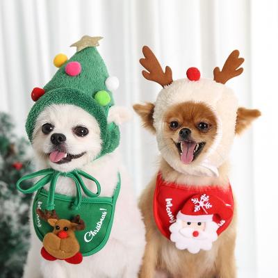 China Viable Christmas Pet Hat Elks Santa Claus Hat and Bandana for Cats Puppy Decoration New Year Party Supplies Pet Costume Props for sale