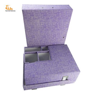 China Luxury Office School Pen Holder Custom High Quality Purple Cloth Desk Set for sale