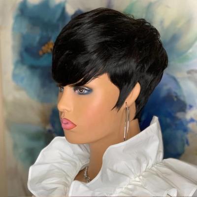 China Body Wave Short Pixie Cut Human Hair Wig Straight Bob Wig With Bangs Cheap Hair Wigs For Women 7 Days Fast Free Shipping Below $50 for sale