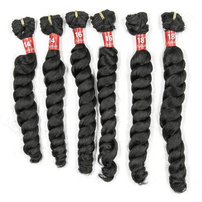 China Silky Straight Wave Synthetic Hair Bundles Curly Hair Bundles Extensions Synthetic Bouncy Black Color Weave Wigs With For Black Women 6 Bundles for sale