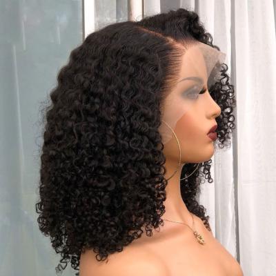 China Brazilian Curly Short Curly Virgin Hair Deep Curly Samll Cap Virgin Hair Cuticle Aligned HD 13x6 Lace Front Human Hair Wigs For Black Women for sale