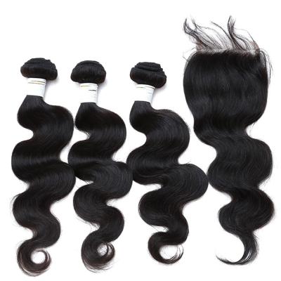 China Free Sample Body Wave 10 Inch Brazilian Body Wave Hair Bundles With Closure, 100 Raw Unprocessed Wholesale Brazilian Virgin Hair for sale