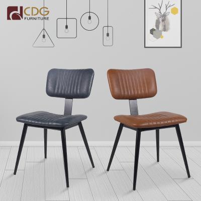 China High Quality Restaurant Metal Furniture Vintage Leather Industrial Dining Chair for sale