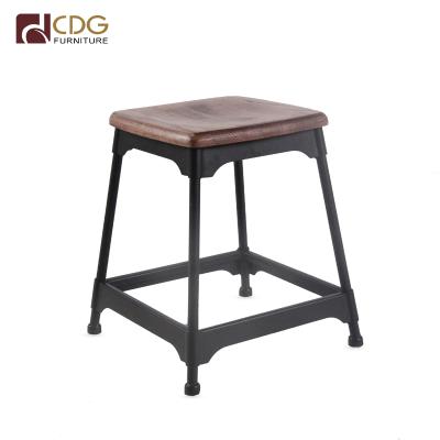 China Comfortable Metal Stool Furniture Chair Restaurant Stool Wooden Dining Seat Wood for sale