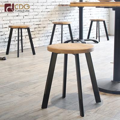 China Comfortable Modern Metal Restaurant Stools Round Wooden Hihg Bar Counter Stool for sale