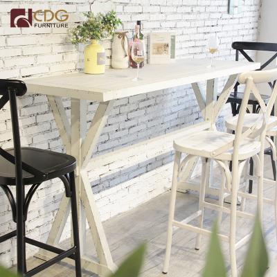 China Environment Friendly Wine Bar Table Cafe Rectangle Furniture Metal Bar Table With Ash Wood Alu High Table for sale