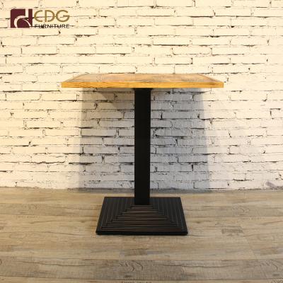 China Contemporary Restaurant Cafe Furniture Metal Table Leg Wooden Coffee Table for sale