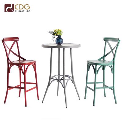 China Easy To Clean Night Club Furniture Standing Bar Tables Metal Round Mini Bar Table for sale