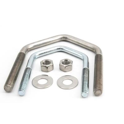 China Jiangsu Stainless Steel U Bolt ANSI Inch Size Round 304 316SS Square Bend U Bolt With Nuts And Gasket for sale