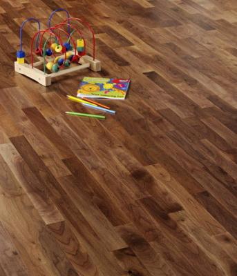 China 3-strip engineered Walnut flooring, ABC Grade, UV Lacquered or Oiled for sale