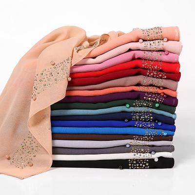 China Muslim Hijab Women Adult Woman Solid Bubble Long Scarf Hot Islamic Headwear High Quality Wholesale Muslim Shawls Pleated Chiffon Crepe Hijabs for sale