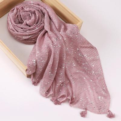 China Muslim Hijab Women Adult Woman Solid Bubble Long Scarf Hot Islamic Headwear High Quality Wholesale Muslim Shawls Pleated Chiffon Crepe Hijabs for sale