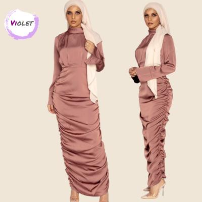 China Anti-wrinkle Women Muslim Crepe Long Sleeve Dress for sale