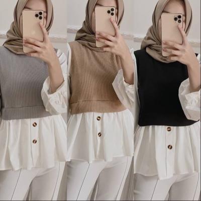 China 2022 New Design Polyester Muslim Casual Wear Blouse Tops for sale