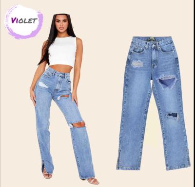 China Wholesale Price Vintage QUICK DRY Straight MOM Ripped Jeans For Women 2021 for sale