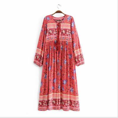 China Waterproof Women Dress Women Bohemian Summer Dresses Long Sleeve Bohemian Bohemian Dress for sale