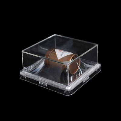 China Displaying Goods Clear Acrylic Display Case with Thickened Base Sealing Film for Jewelry Championship Ring Collect Rock Fossil Collectibles Box for sale