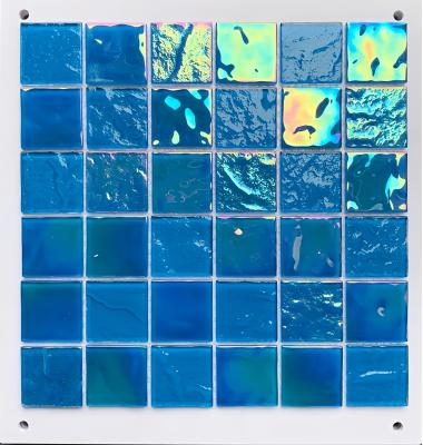 China Non-Slip Vintage Glass Mosaic Tiles for Indoor Swimming Pools Blue Color Family Hotel for sale