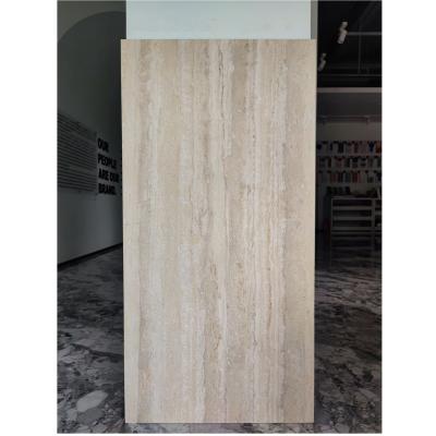 China Travertine Pattern Stone Effect Bathroom Floor Tiles 24x48 600x1200 for Anti-slip Wall for sale