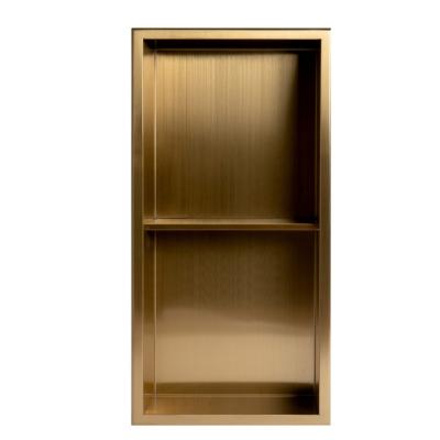 China Classic Gold Bathroom Niche with LED Light and Double Shelf Antibacterial Function for sale