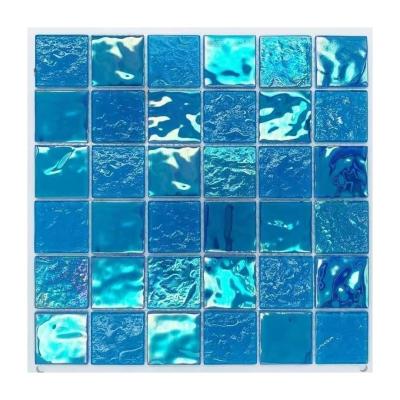 China Iridescent Mosaic Glass Pool Blue Swimming Pool Glass Mosaic Tile with Acid-Resistant for sale