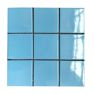 China Blue Ceramic Mosaic Tiles Decorative Pool Tile in Blue Color Family for Swimming Pool for sale