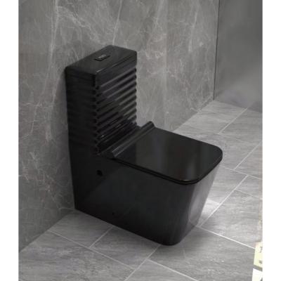 China Black Floor Mounted Luxury One Piece Siphon Elongated Toilet for South American Market for sale