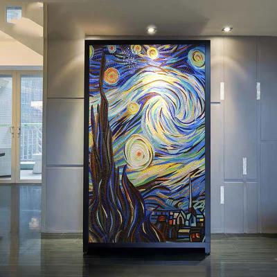 Cina Decorazione murale Grigi Van Gogh Cielo stellato Ghiaccio Giada Cristallo Mosaico Taglio Pittura Puzzle in vendita