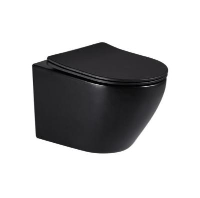 China European Classic Design Matte Black 2 in 1 Ceramic WC Bathroom Toilets Water Set Ware for sale