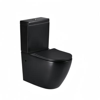 China Floor Mounted Matt Black Monoblok Toilet Luxury Two Piece Bathroom Sets 680x370x830mm for sale