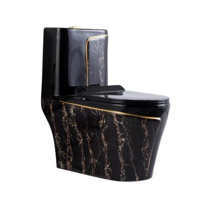 China Advantages of Environmental Glaze in Black Stone One Piece Toilet with Dual-Flush for sale