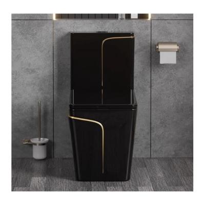 China Traditional Design Style Luxury Black Toilet Set with Cleaning Environmental Glaze for sale