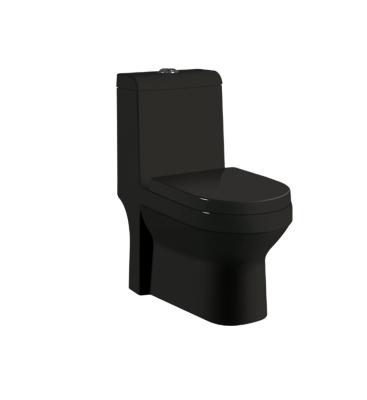 China Round Toilet Bowl Shape 730x425x810mm Glossy Glaze and Matte Black One Piece Toilet for sale