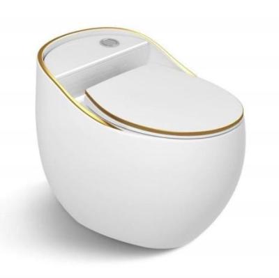 China Upgrade Your Bathroom with Elegance One Piece Dual-Flush Gold Ceramic WC Toilet Bowl for sale