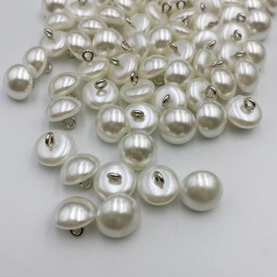 China For Wedding Dress High End Decorative Half Round Pearl White Plastic Button With Brass Leg For Wedding Dress for sale