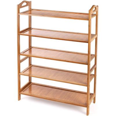 China Modern Design Women's Shoe Rack Bamboo Oblique Foldable Shoe Shelf for sale