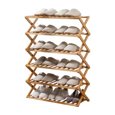 China Modern Layered Shoe Organizer Shelf Vertical Mdf Bamboo Shoe Rack for sale