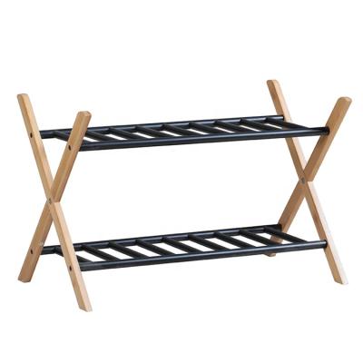 China Modern Simple Modern Bamboo Iron Shoe Rack Organizer Wholesale for sale