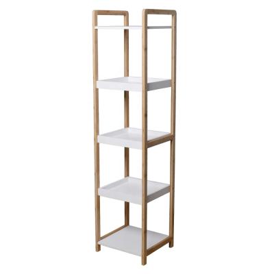 China Modern Bamboo Shelf 5-Layer Multifunctional Corner Shelf Towel Storage Rack Home for sale