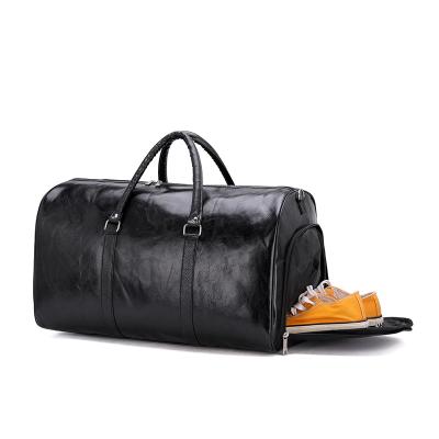 China PU Fleece Leather Travel Bag With Shoe Compartment New Arrival Men PU Leather Travel Bag Outdoor Sports Bag High End Gym Bag With Shoe Compartment shoe for sale