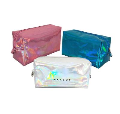 China Custom Holographic Laser PVC Make Up Hologram Cosmetic Bag Custom Makeup Bag Laser Holographic PVC Make Up Cosmetic Bag Hologram Makeup Bag for sale